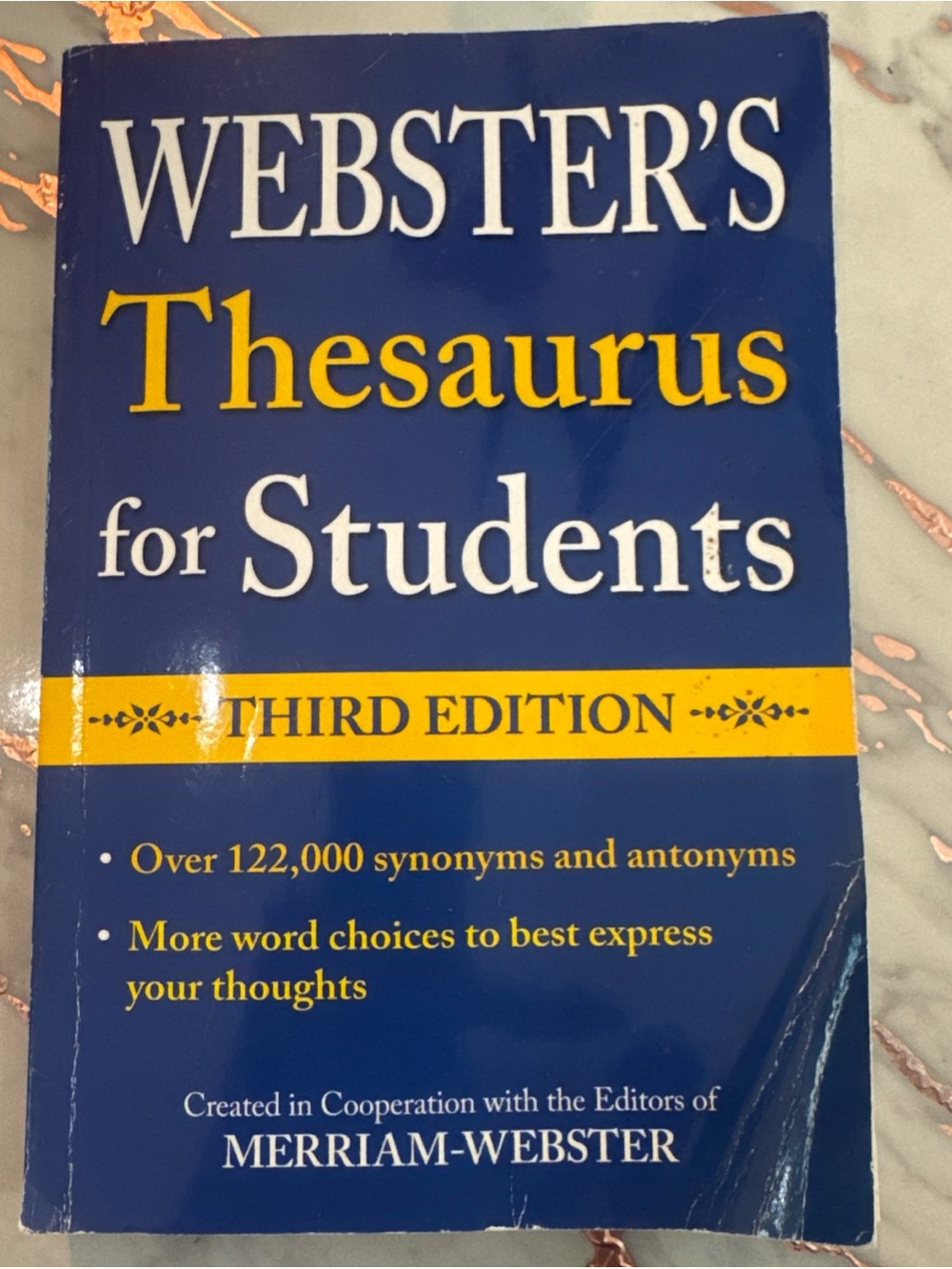 Webster's Thesaurus for Students — Blue & Yellow Cover